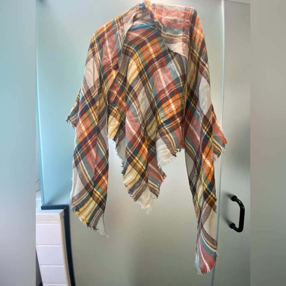 Plaid Fringe Scarf